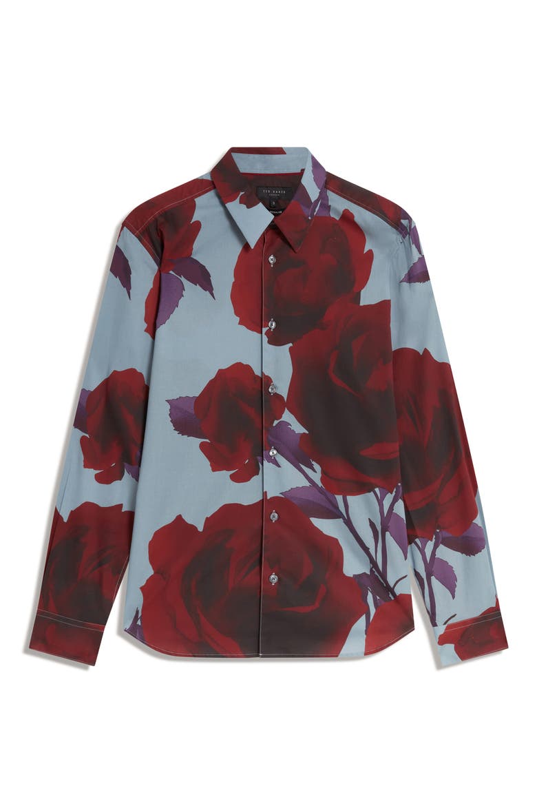 Givira Print Cotton Button-Up Shirt, Alternate, color, TEAL-BLUE