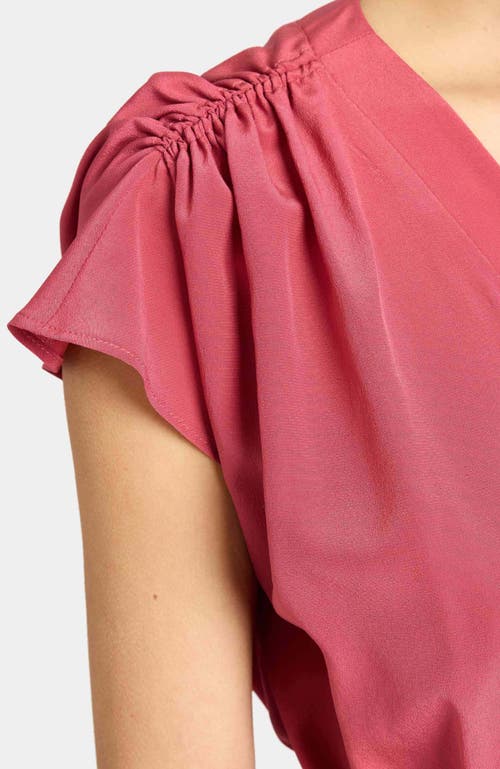 Santorelli Talia Cap Sleeve Midi Dress Silk Crepe De Chine In Pink