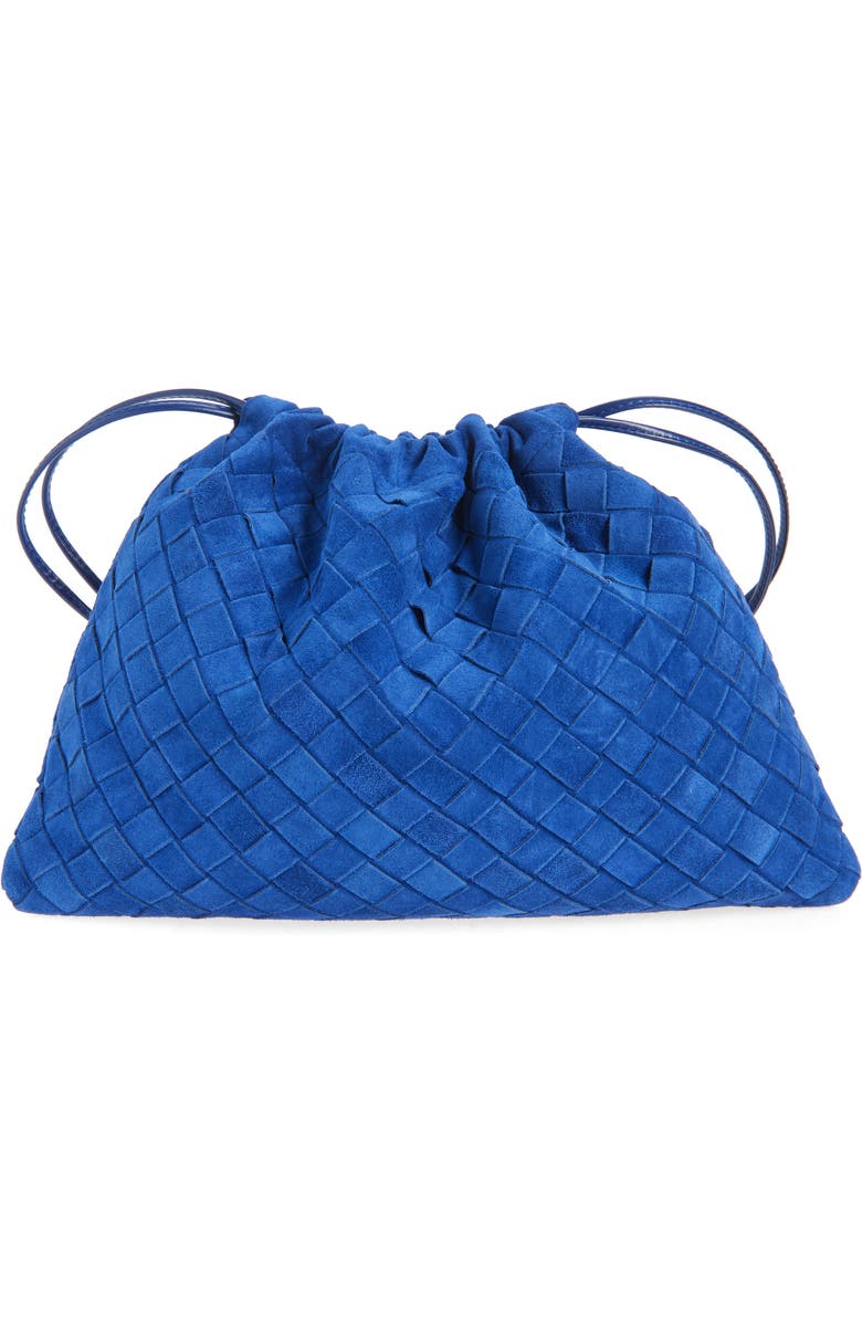 Bottega Veneta Medium Dustbag Intrecciato Suede Bag, Main, color, 4297 Blue Royal-Gold