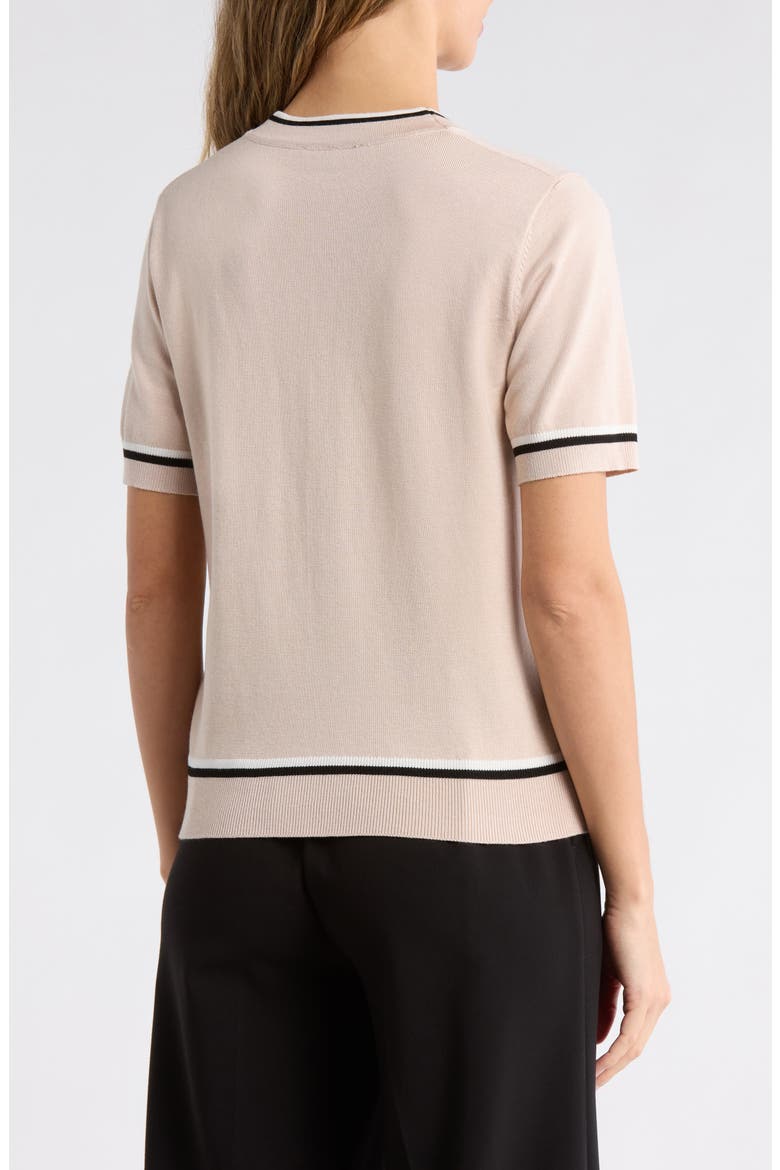 Double Tipped Tie Neck Sweater, Alternate, color, CHAMPAGNE BLUSH/ IVORY