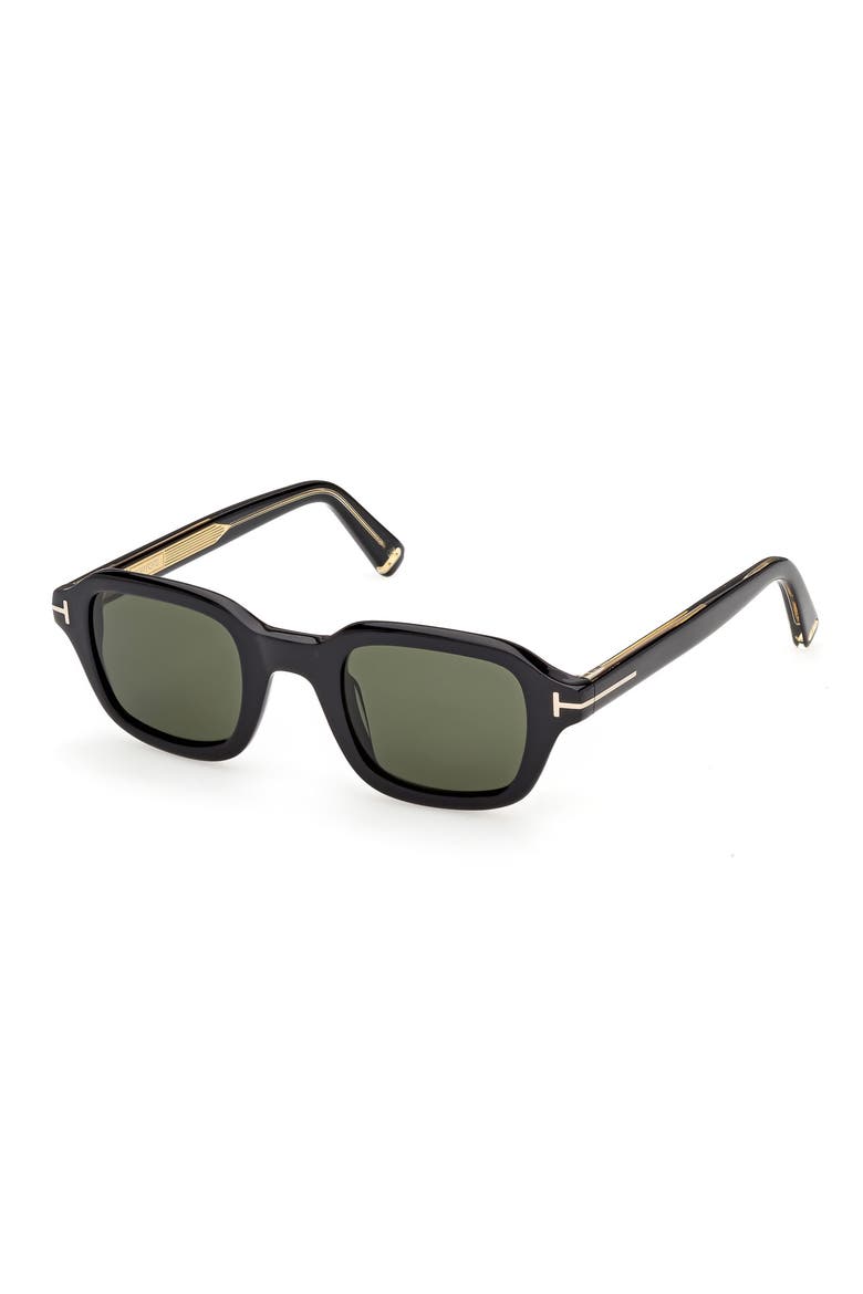 46mm Small Square Sunglasses, Alternate, color, BLACK YELLOW GOLD / GREEN