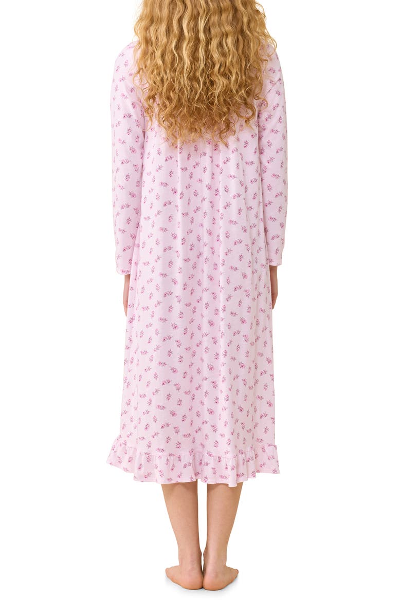 Floral Lace Trim Cotton Nightgown, Alternate, color, PINK FLR