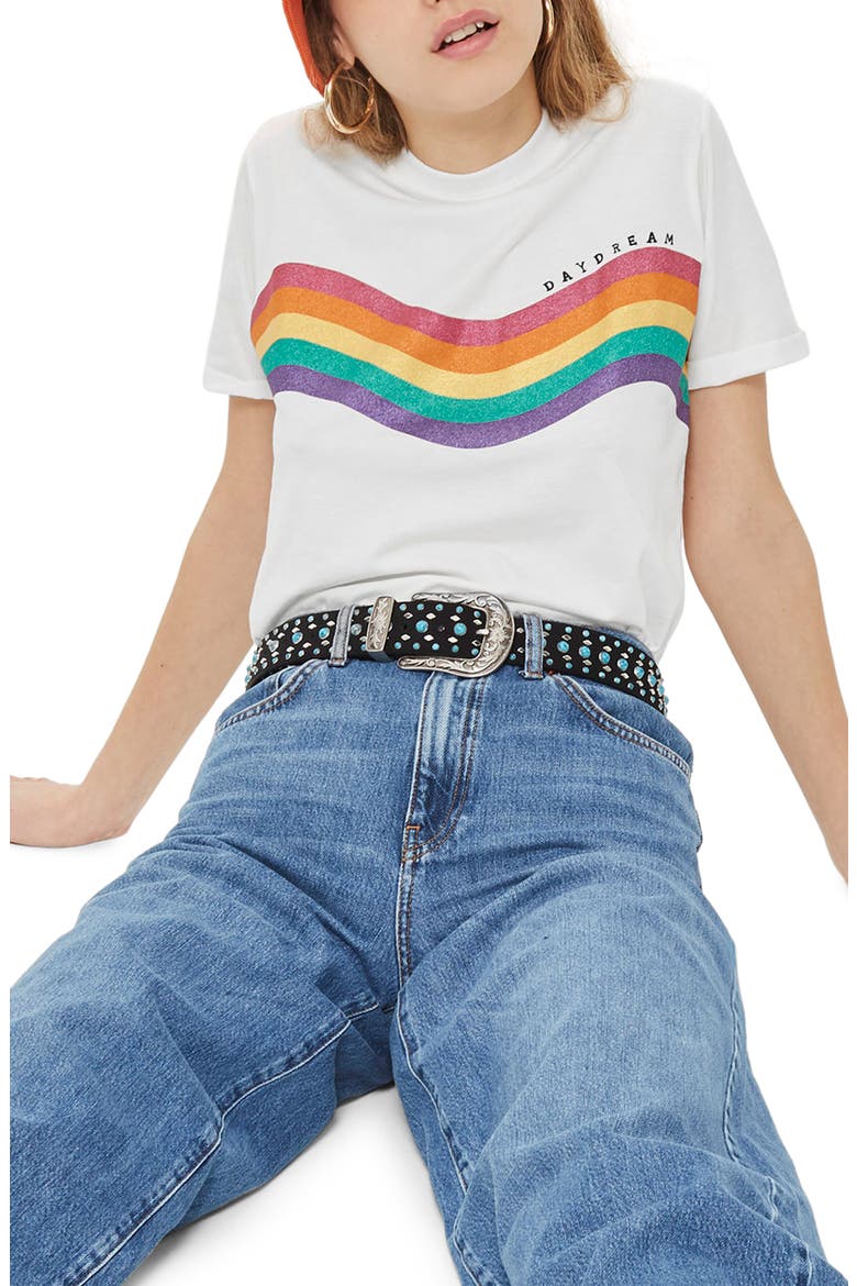 Day Dreamer Rainbow Tee, Main, color, WHITE MULTI