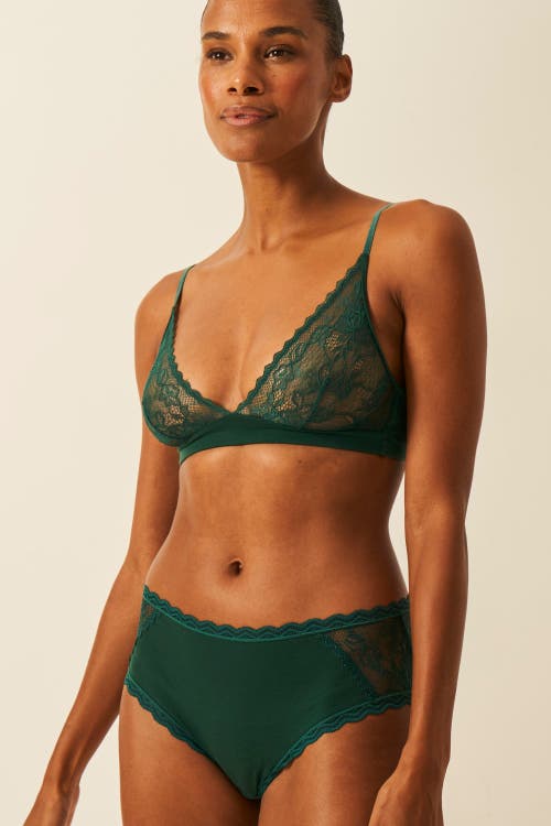 Stripe & Stare Eco Lace Triangle Bra & High Rise Set In Green