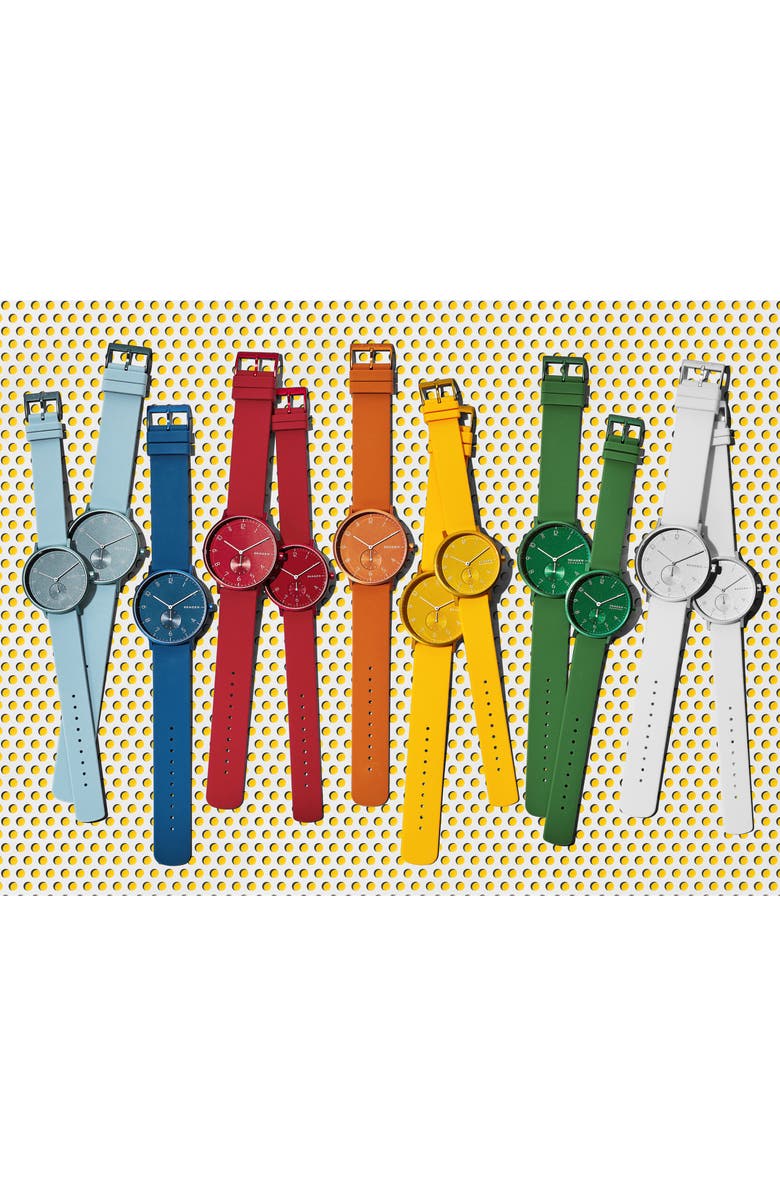 Skagen Aaren Kulor Rubber Strap Watch, 41mm, Alternate, color,