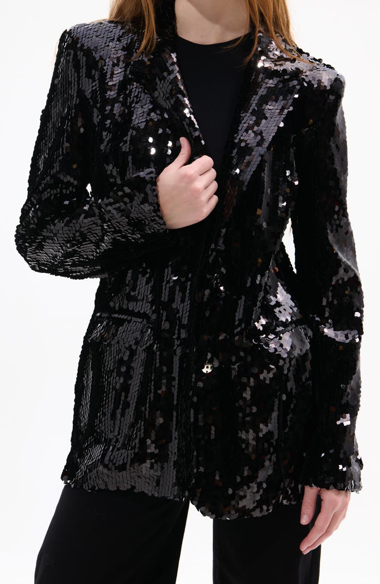 AZALEA WANG Dubai Sequin Blazer, Alternate, color, Black
