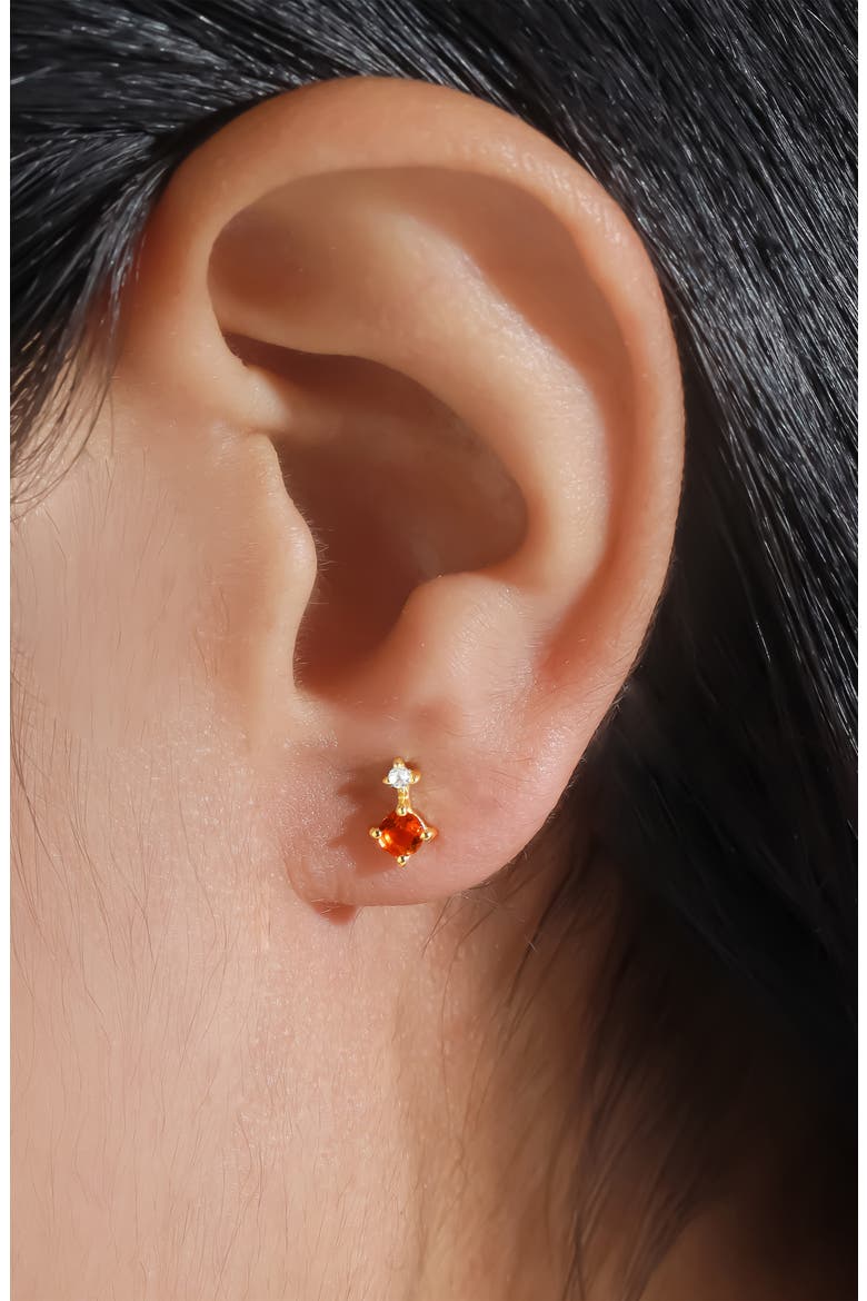 Emerald & White Topaz Double Drop Earrings, Alternate, color, RED