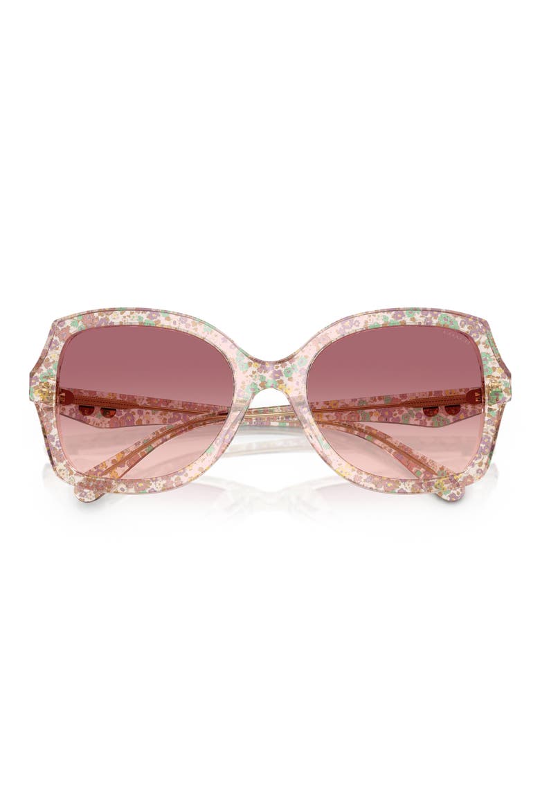 56mm Gradient Butterfly Sunglasses, Alternate, color, FLORAL FIELD / PURPLE PINK