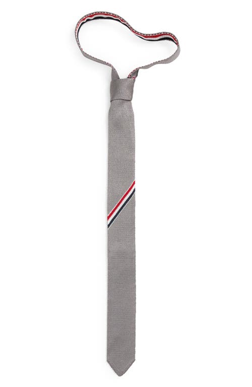 Thom Browne Tricolor Stripe Jacquard Knit Tie In Light Grey