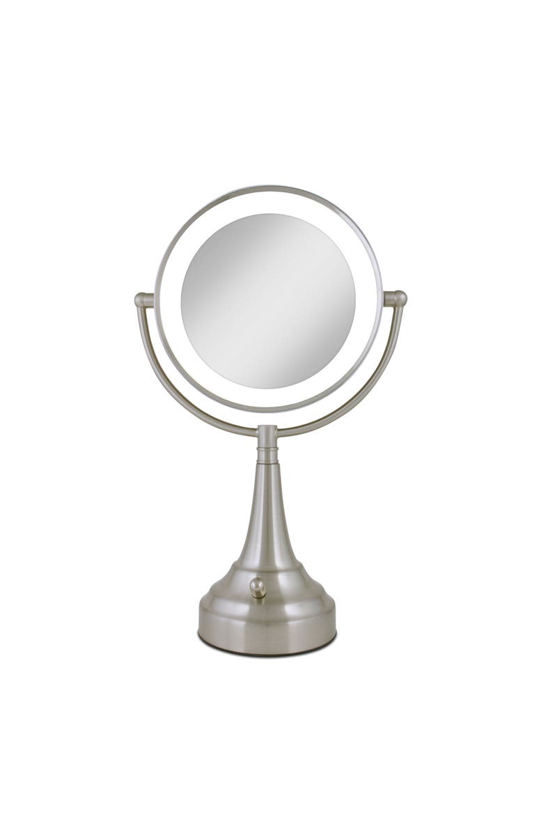 Zadro Lighted Makeup Mirror with 10X/1X Magnification, Battery & Cordless, Main, color, Satin Nickel