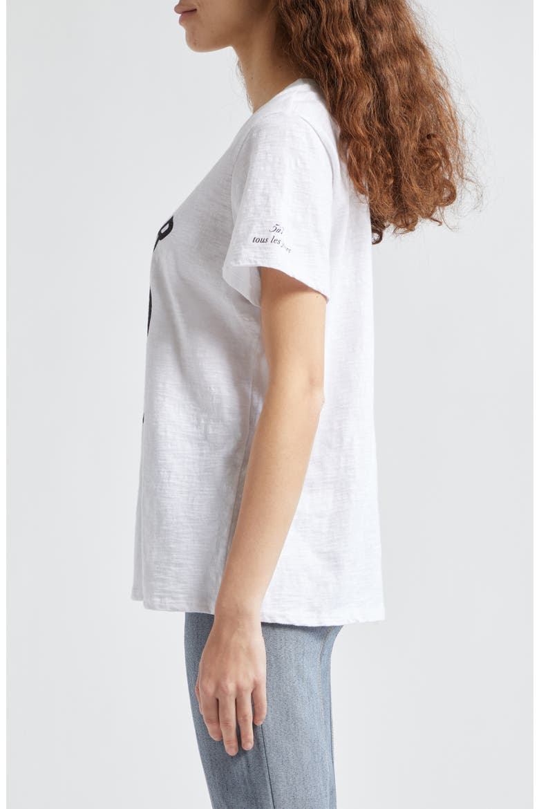 Bonjour Smiling Heart Graphic T-Shirt, Alternate, color, WHITE/BLACK