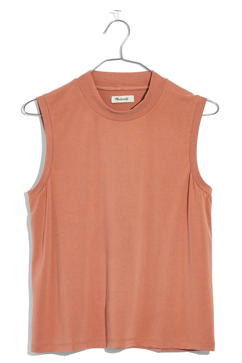 Sandwashed Mock Neck Tank, Alternate, color, CLAY