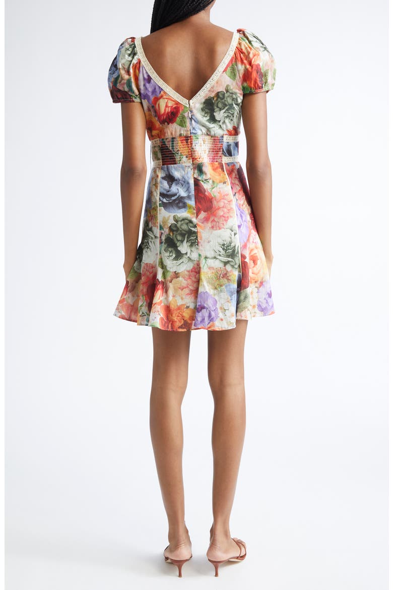 Rose Print Lace Minidress, Alternate, color, STORM FLORAL SM