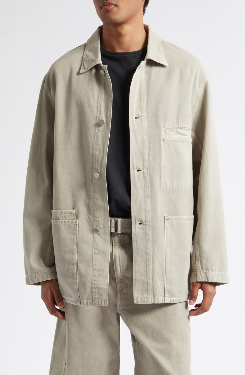 Lemaire Cotton Twill Utility Overshirt, Main, color, Moonstone