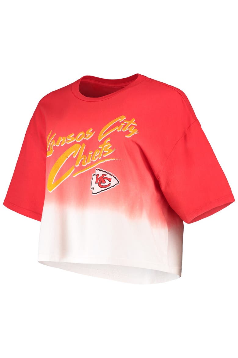 Women's Majestic Threads Patrick Mahomes Red/White Kansas City Chiefs Dip-Dye Player Name & Number Crop Top, Alternate, color, Red