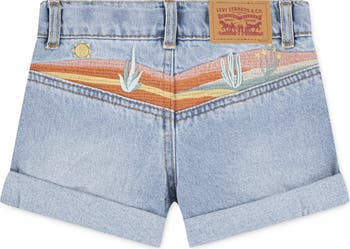 Embroidered Mini Mom Denim Shorts