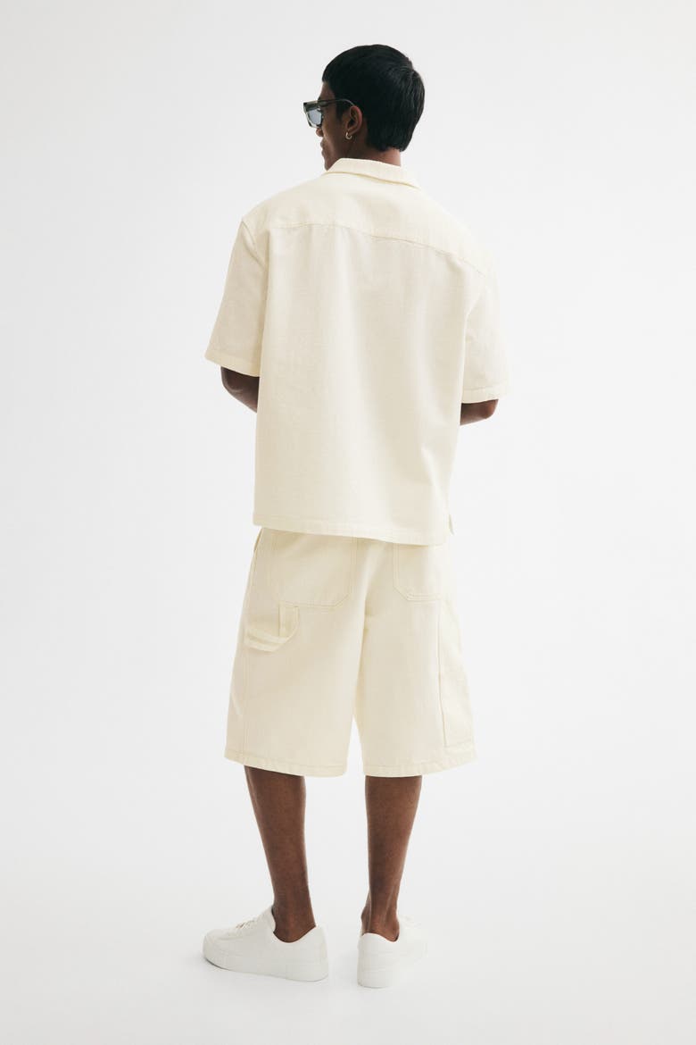 Relaxed-fit Waffled Resort Shirt, Alternate, color, Cream