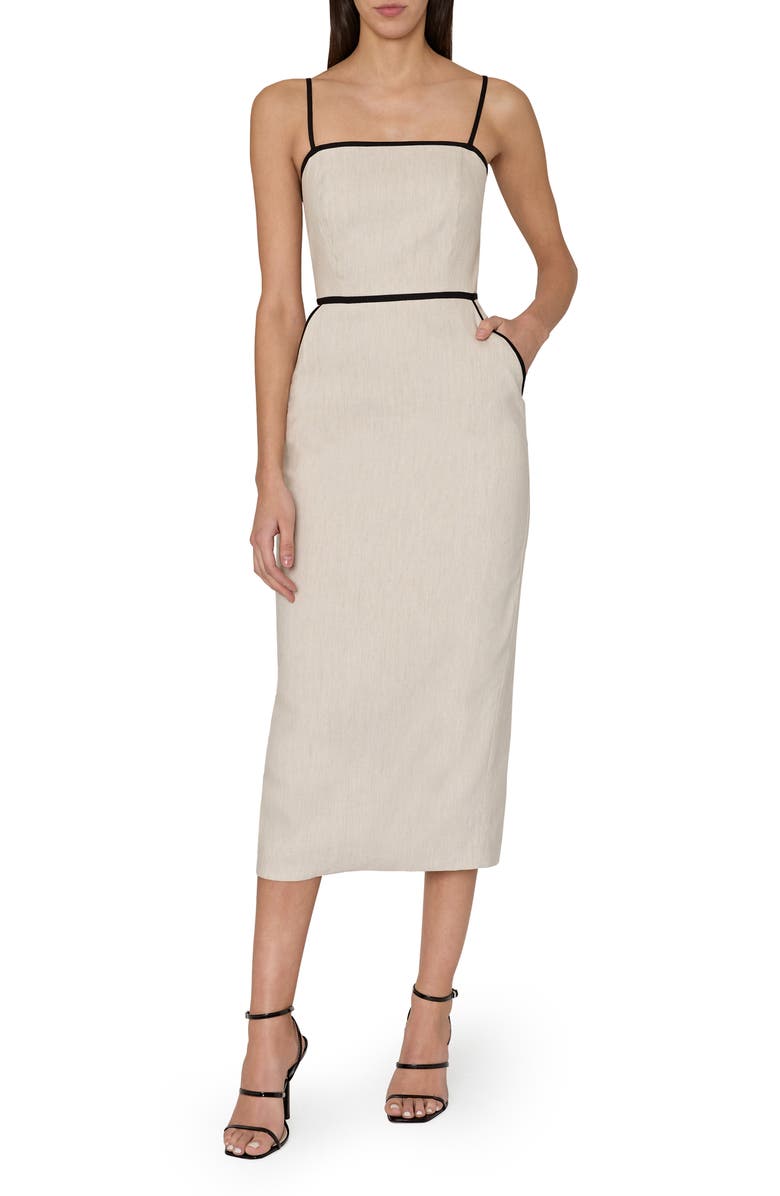 Milly Amara Contrast Sleeveless Linen Blend Dress, Main, color, 
