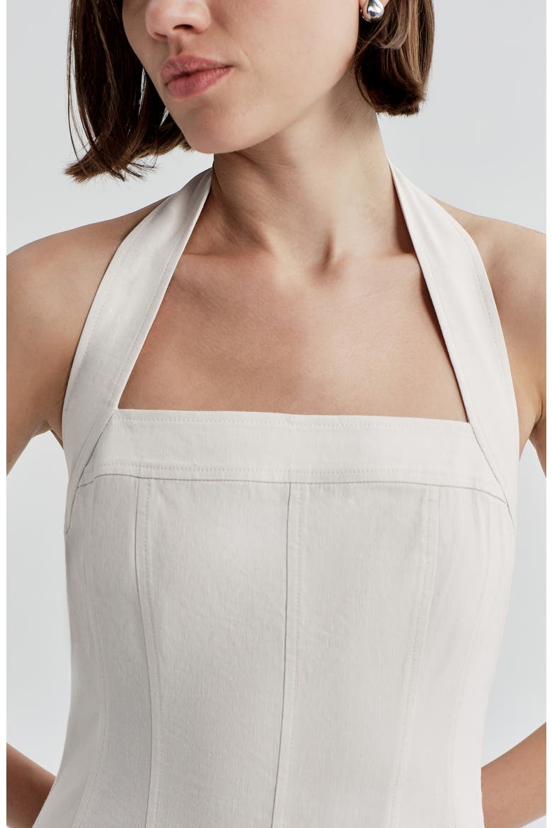 Elli Fit & Flare Linen Blend Halter Dress, Alternate, color, BUTTERCREAM