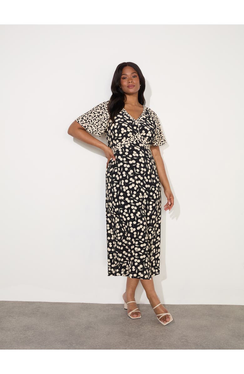 Live Unlimited Cherry Mono Print V Neck Midaxi Dress, Main, color, Cherry Mono