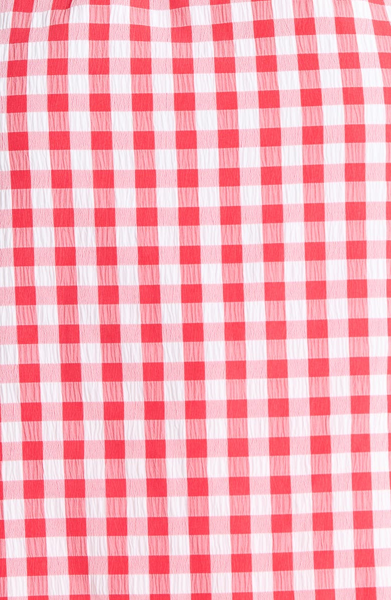 SUGARLIPS Ginham Ruffle Neck Top, Alternate, color, Red-White