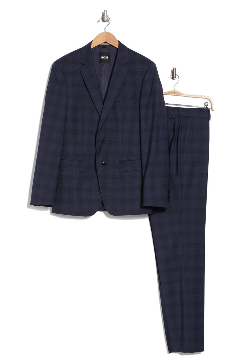 Huge Plaid Virgin Wool Suit, Alternate, color, NAVY