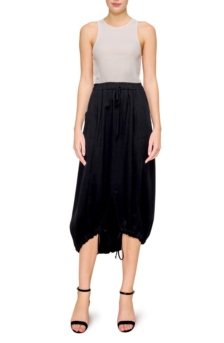 MELLODAY Mixed Media Maxi Dress, Main, color, Bone Black