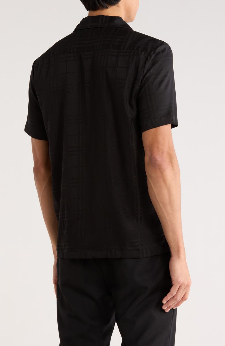 DENIM AND FLOWER Plaid Jacquard Camp Shirt, Alternate, color, Black