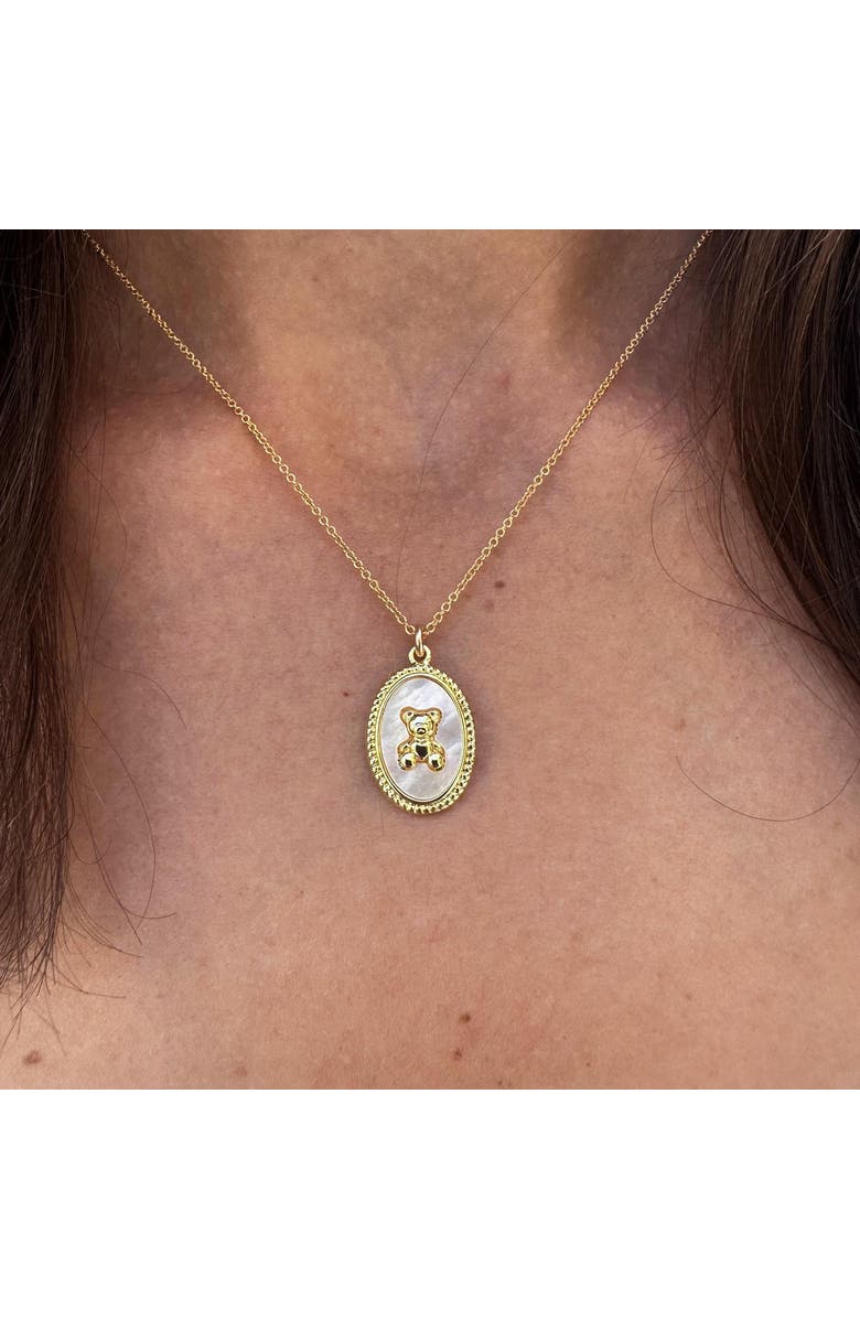 Outofoffice Teddy Bear Charm Gold Necklace, Alternate, color,