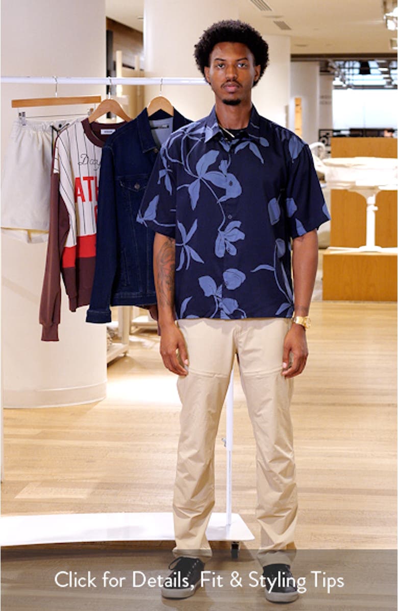 Floral Short Sleeve Cotton Button-Up Shirt, sales video thumbnail