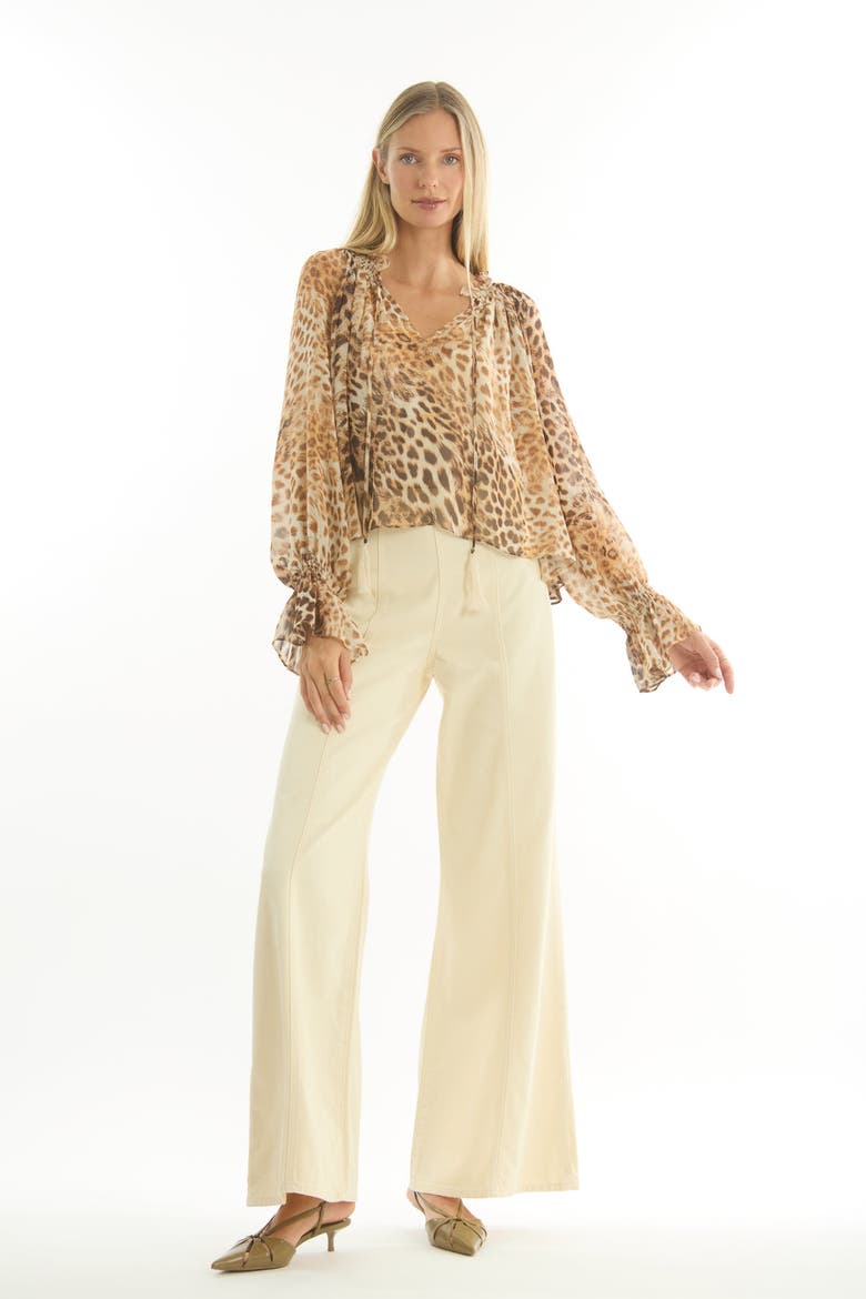 Cambria Blouse, Alternate, color, Brown Leopard