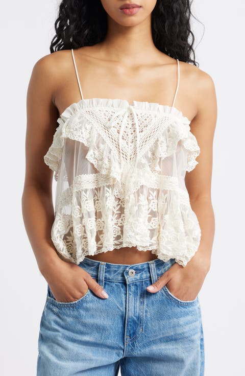 Sofia Embroidered Mesh Tank Top
