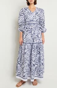Misook Embroiderd Floral Cotton Maxi Dress