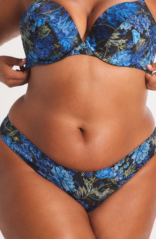 Savage X Fenty Floral Rush High Leg Bikini In Blue