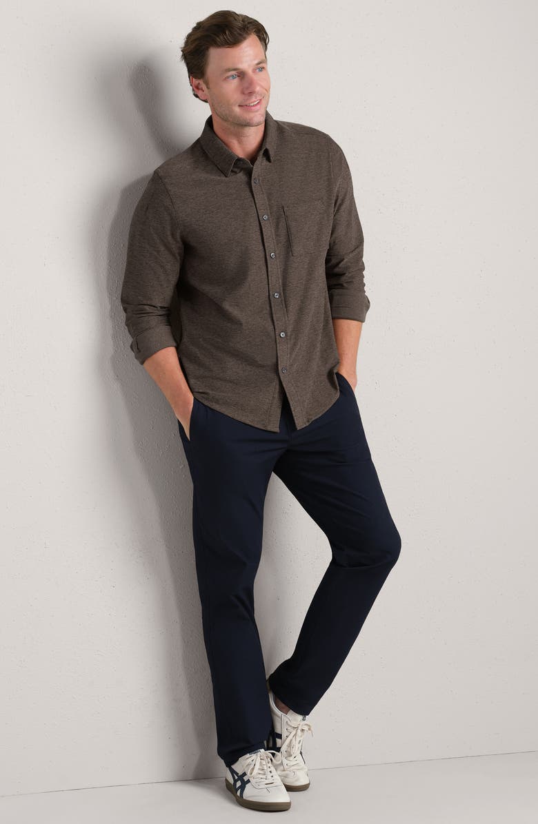 Rhone WFH Knit Button-Up Shirt, Alternate, color, Cafe Noir Heather