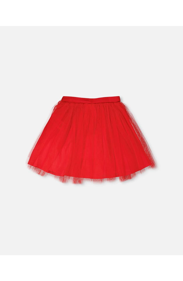 Deux par Deux Elastic Waist Mesh and Eyelet Skirt, Alternate, color, Red