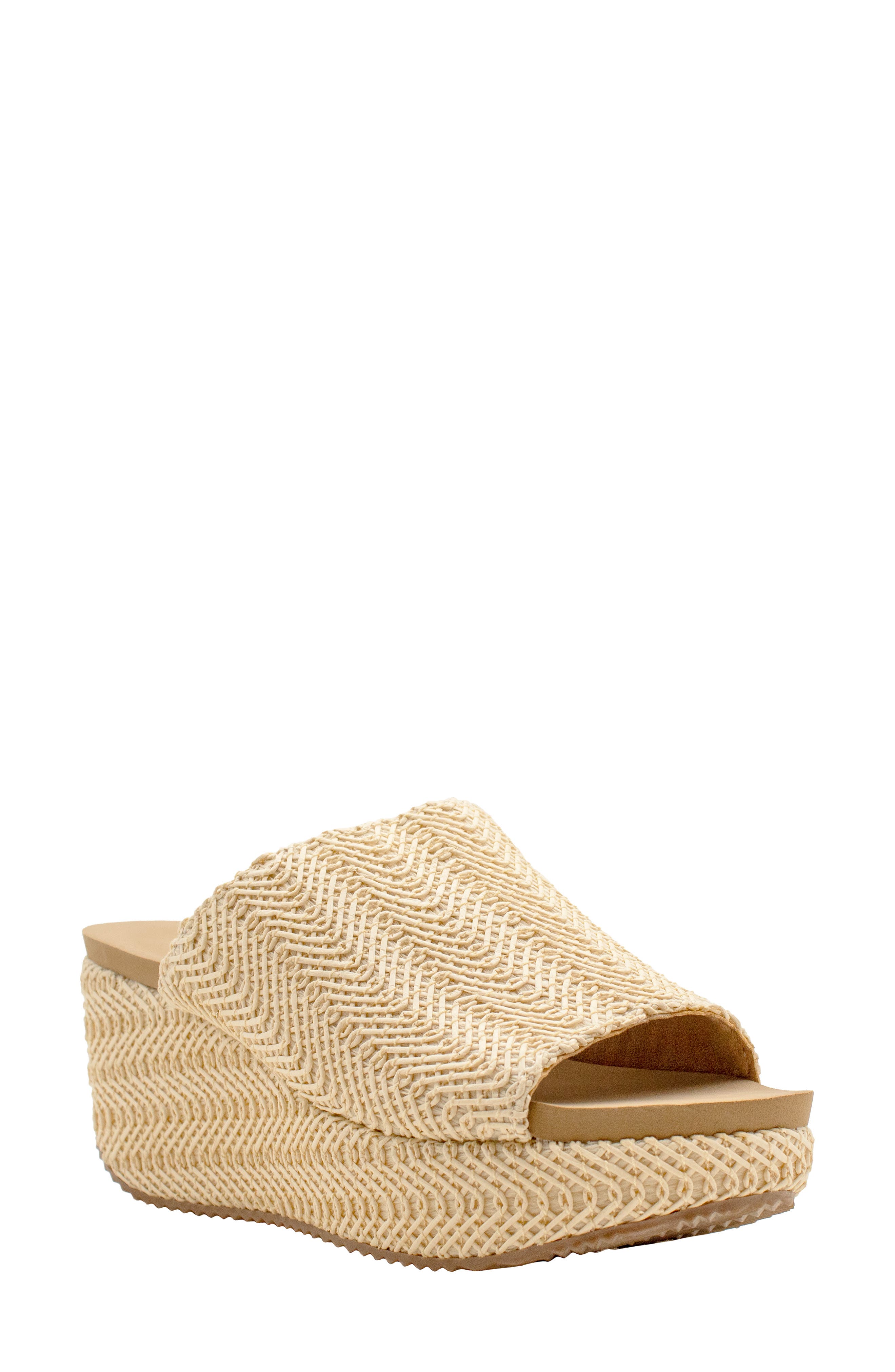 Canteen Water Resistant Raffia Wedge Platform Sandal, Main, color, NATURAL