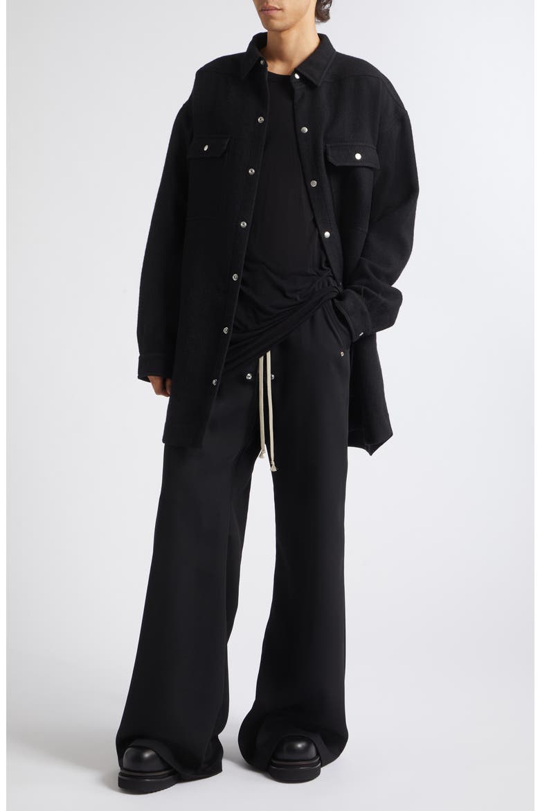 Oversize Tower Wool Melton Snap-Up Overshirt, Alternate, color, BLACK