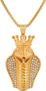 HMY JEWELRY Men's 18K Yellow Gold Plated Stainless Steel Pave Crystal Cobra Pendant Necklace