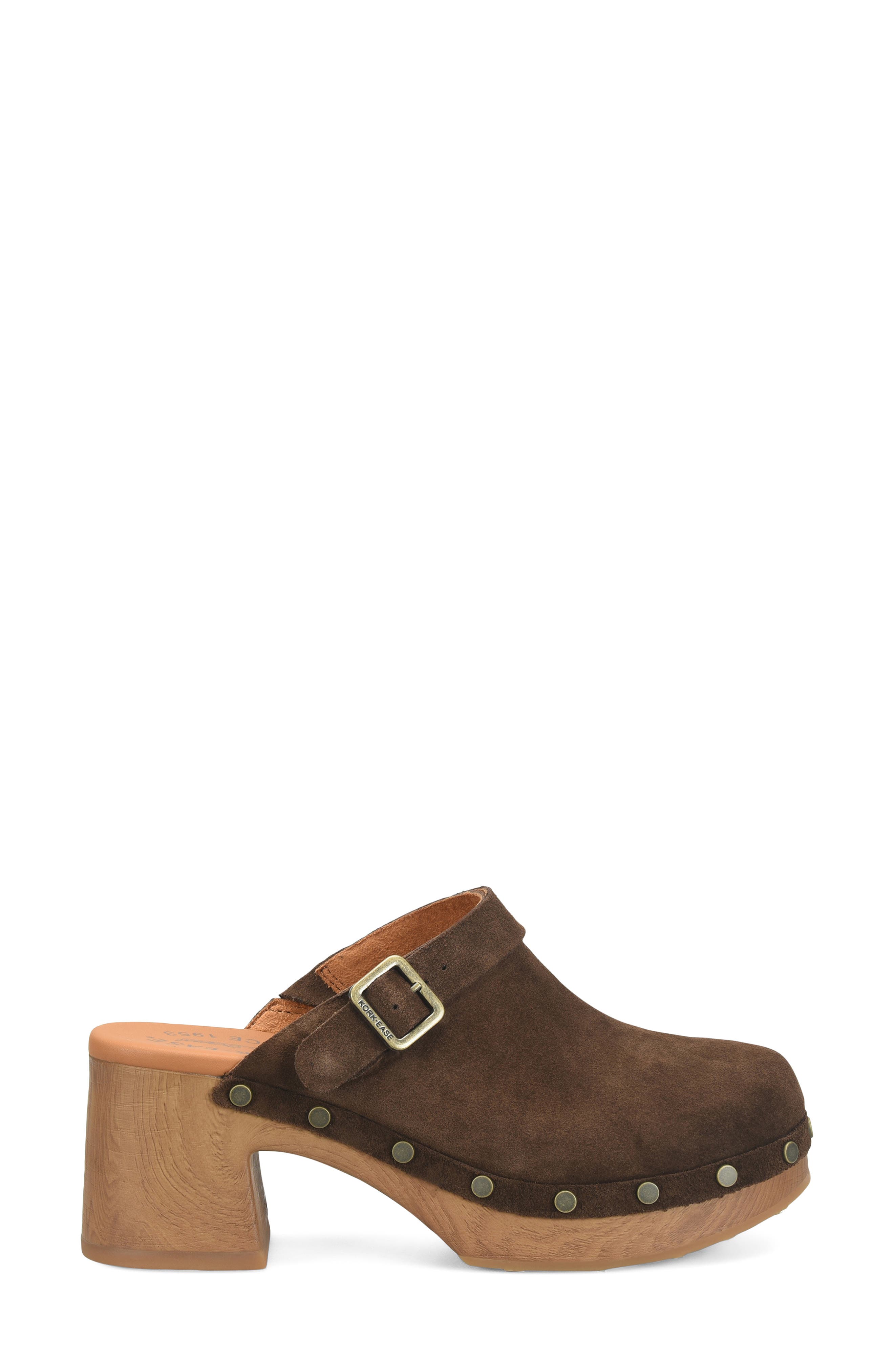 Tess Studded Clog, Alternate, color, DARK BROWN SUEDE