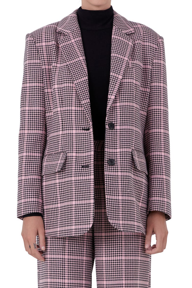 Houndstooth Check Blazer, Alternate, color, PINK MULTI