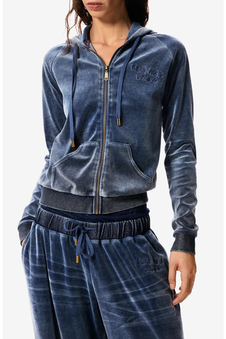x Masha Popova Velour Zip Hoodie, Main, color, NAVY BLUE