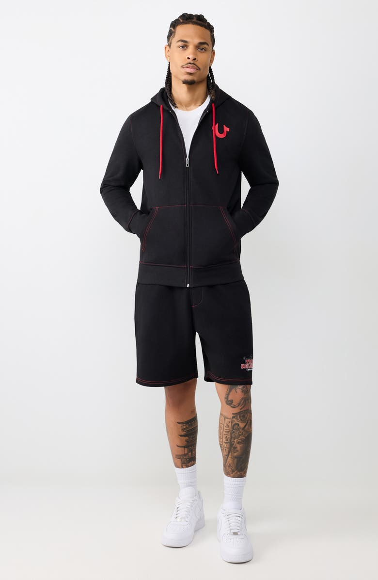 True Religion Contrast Stitching Zip Hoodie, Alternate, color, 