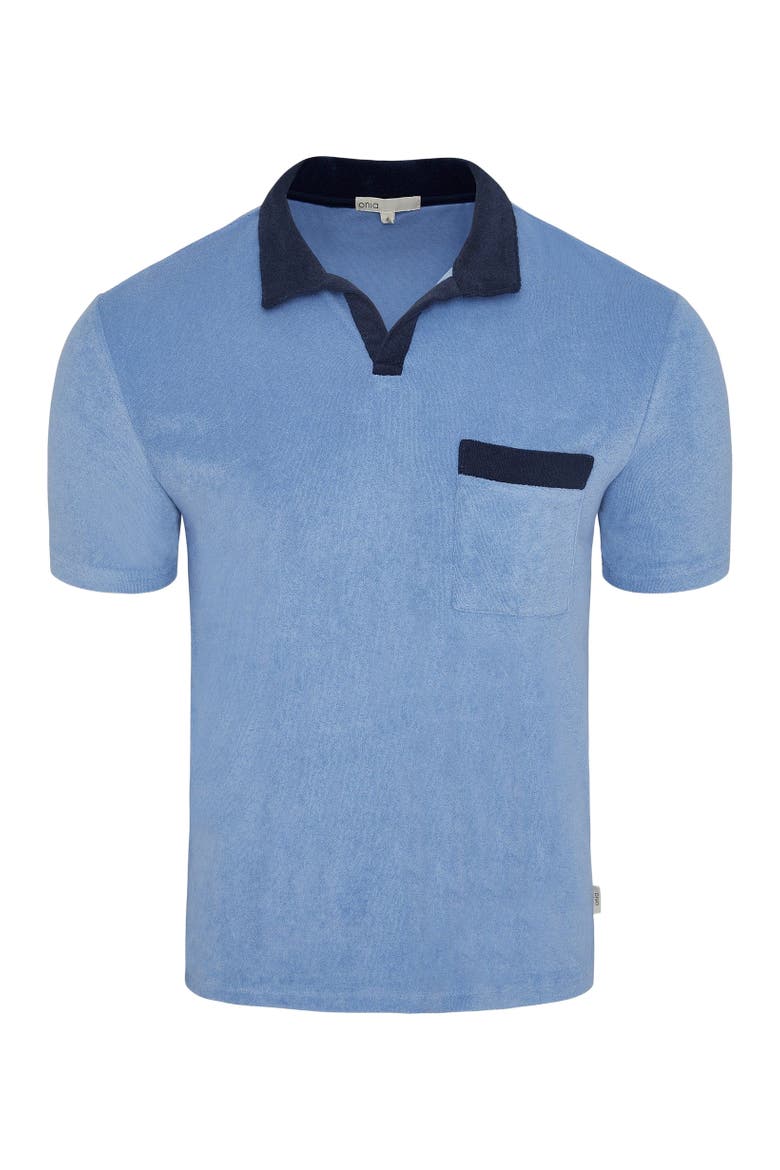 Towel Terry Pocket Johnny Collar Polo, Alternate, color, Riviera/Navy