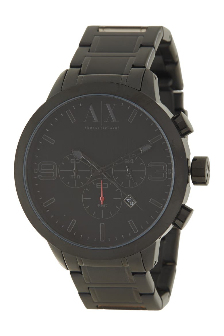 Men's Round Chronograph Bracelet Watch, 49mm, Main, color, BLACK