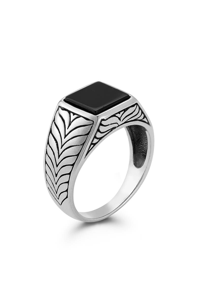 Yield of Men Sterling Silver Onyx Signet Ring, Main, color, 
