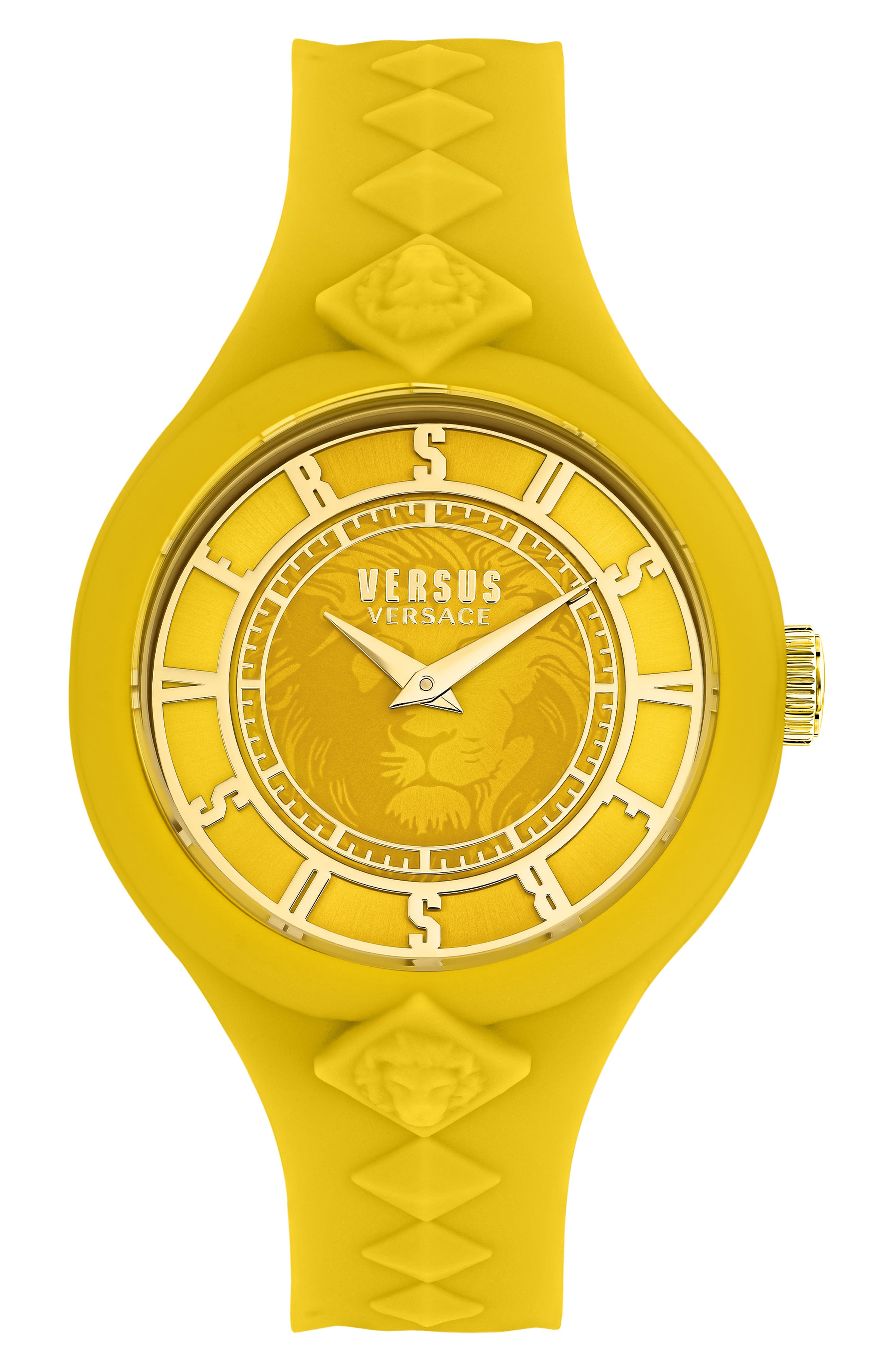 VERSUS Versace Fire Island Studs Silicone Strap Watch, 39mm