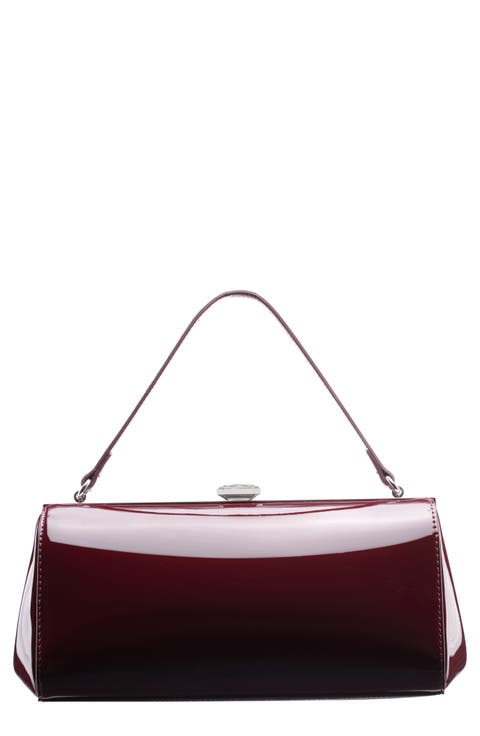 Delsie-P Faux Patent Leather Frame Clutch