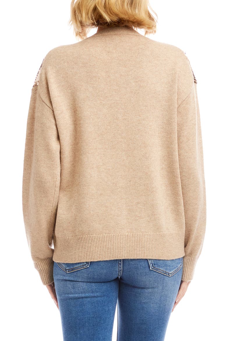 Sequin Cardigan, Alternate, color, DARK OATMEAL