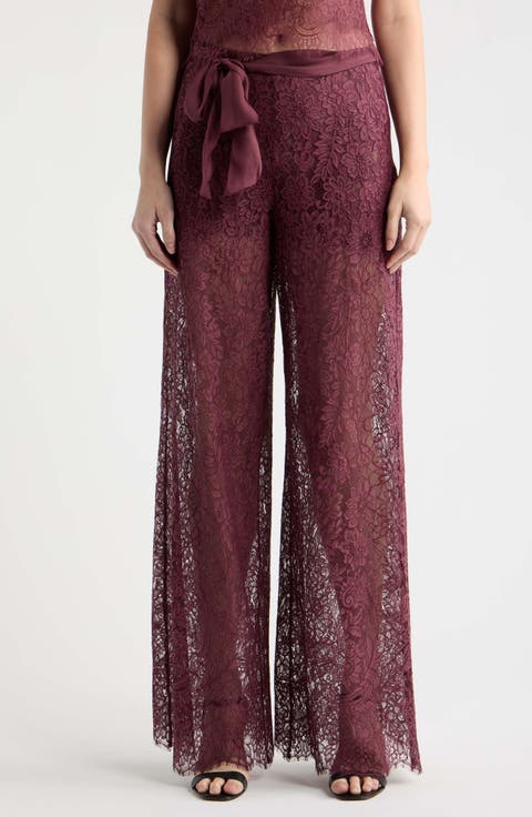 Riana Lace Tie Waist Wide Leg Pants